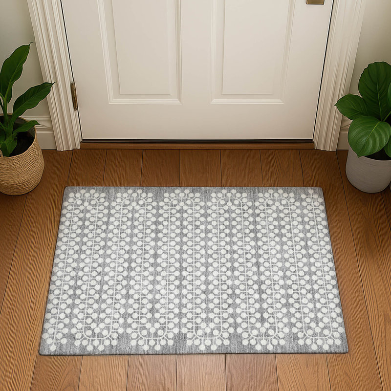 Premium Machine Washable Mayfield AMF2247 Geometric Rug, 1'8" x 2'6", Gray