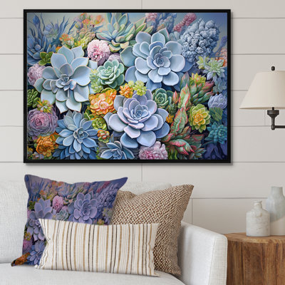 «Blue Succulent Dessert Charm» sur toile
