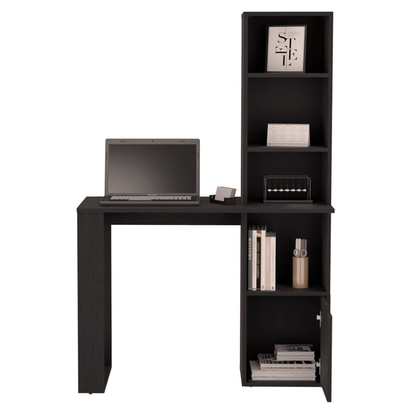 Iowa Computer Desk with 1-Cabinet and 4-Tier Bookcase