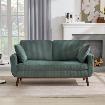 Causeuse 65 po en velours côtelé 65 po avec 2 coussins assortis