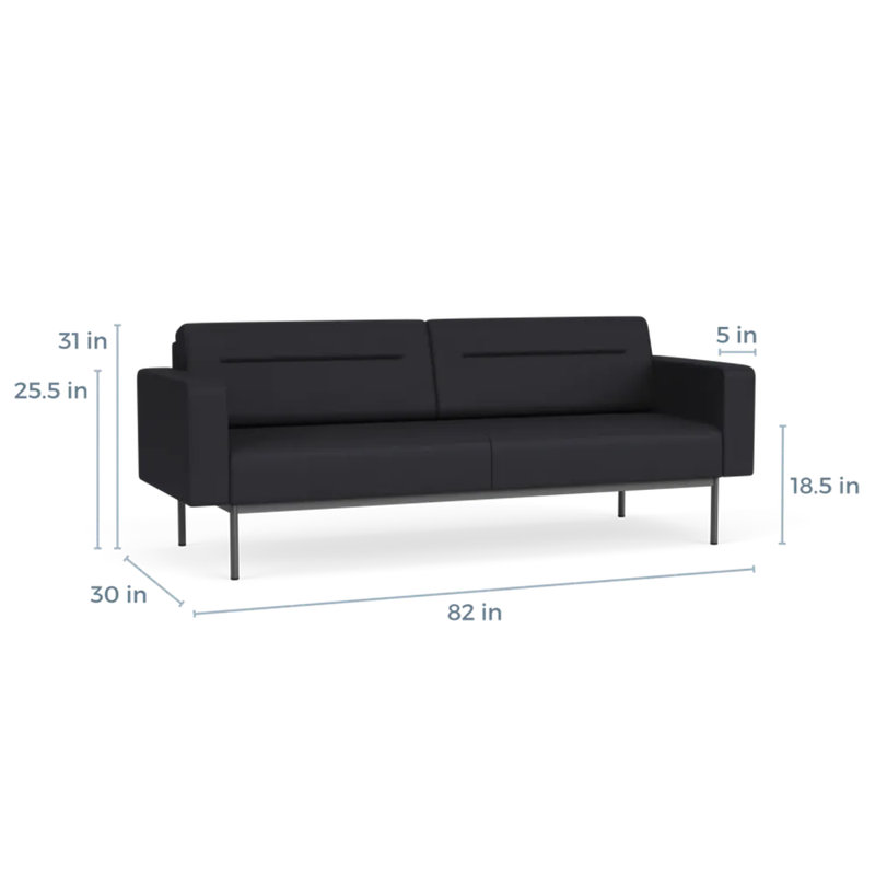 Canapé de réception Darsey, Sans alimentation, Noir Patriot Plus, Gris anthracite