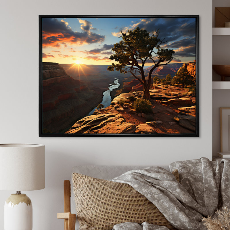 Canyon Canyon I sur toile, Cadre flottant noir, H 34 po x l 44 po x P 1,5 po