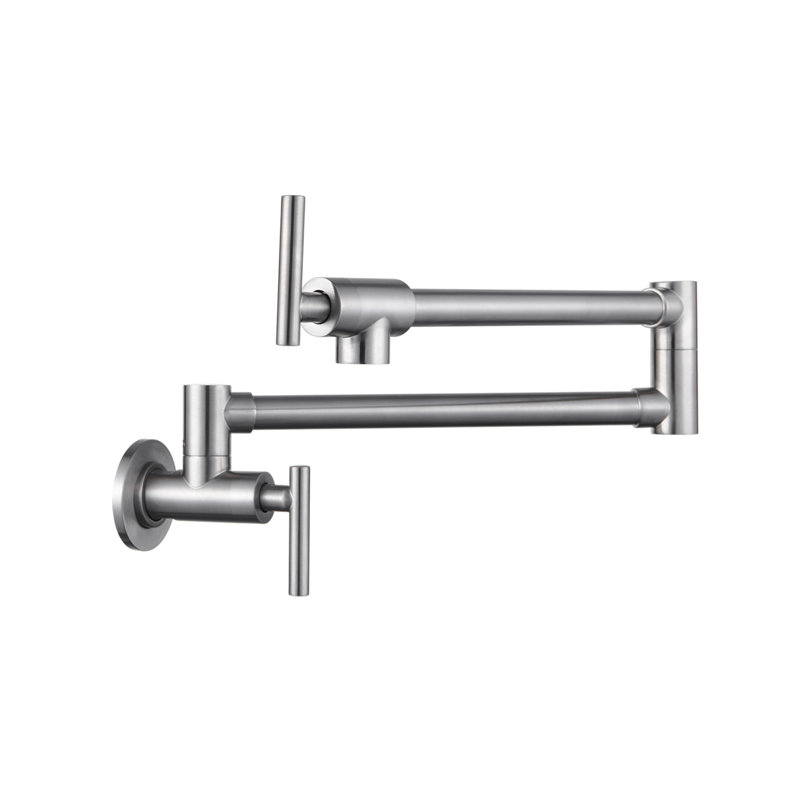 Wall Mount Folding Kitchen Pot Filler Faucet, Brushed Nickel