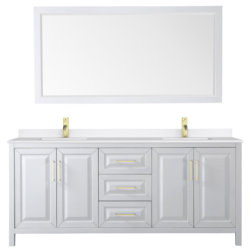 Daria 80'' W Vanity, White, Brushed Gold, Giotto Quartz