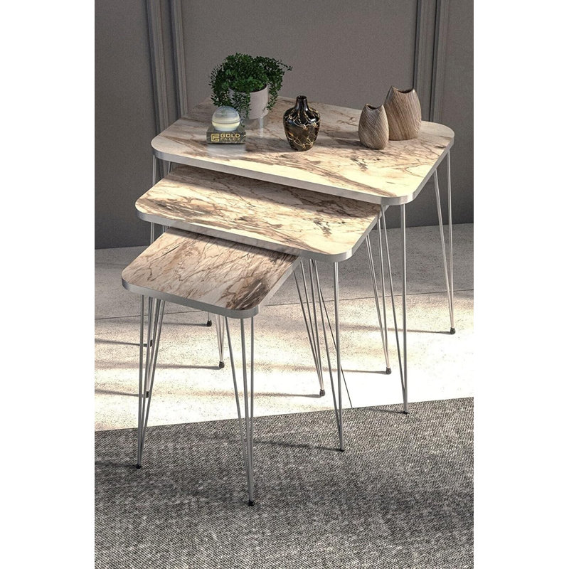 Burkley 35cm Console Table, White Marble