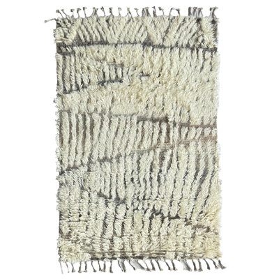 Ivory Hand-Knotted Geometric Rug