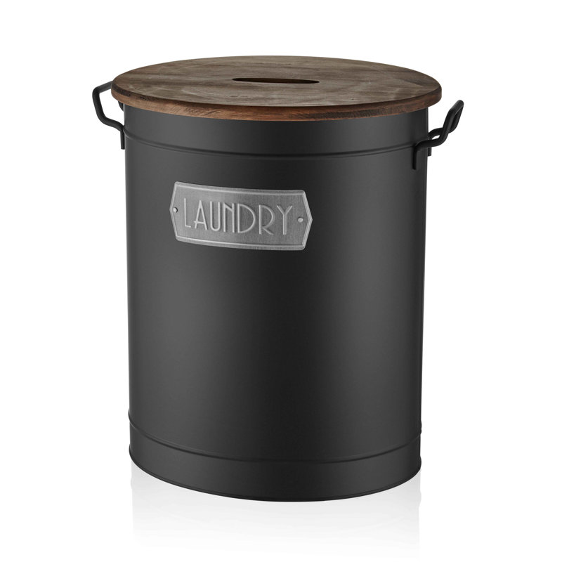 Metal Laundry Hamper, Matte Black