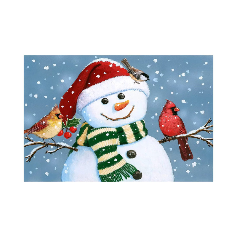 Père Noël bonhomme de neige - Giclée sur toile tendue avec châssis, H 40 po x l 60 po