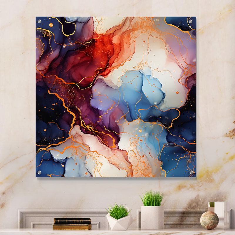 Kirkham - art mural abstrait en acrylique, H 30 po x l 30 po