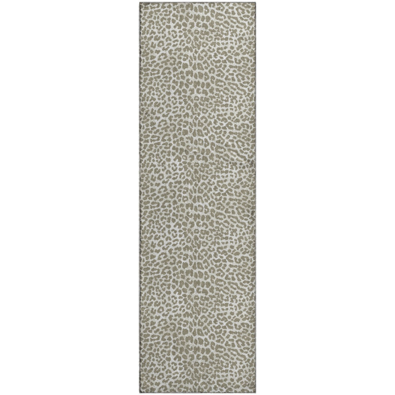 Premium Machine Washable Kishonna AMF43 Taupe Rug, Runner 2'3" x 7'6"