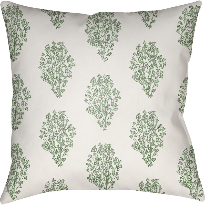 Housse de coussin Moody, Blanc / vert, 22 po x 22 po