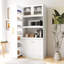 Armoire multi-fonctionnelle à tablettes coulissantes pour la maison - 4 portes en blanc avec rangement et portes