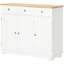Buffet blanc avec tablette réglable - Armoire de cuisine moderne avec comptoir en bois massif, 3 tiroirs, portes dans les portes, pour