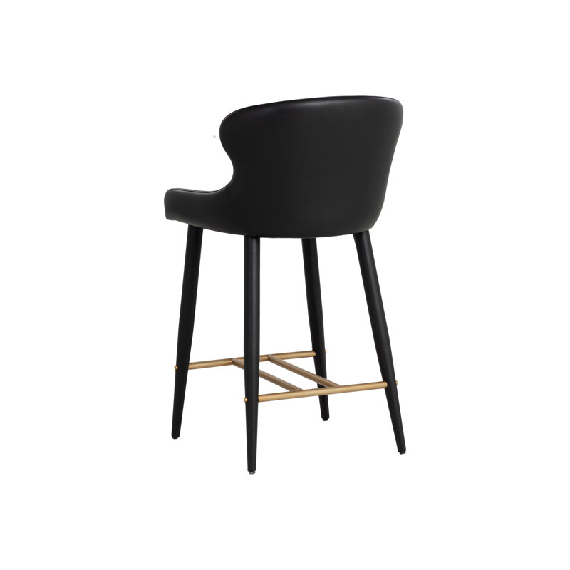 EVORA Upholstered Stool with Metal Frame, Black, Counter Stool (26” Seat Height)
