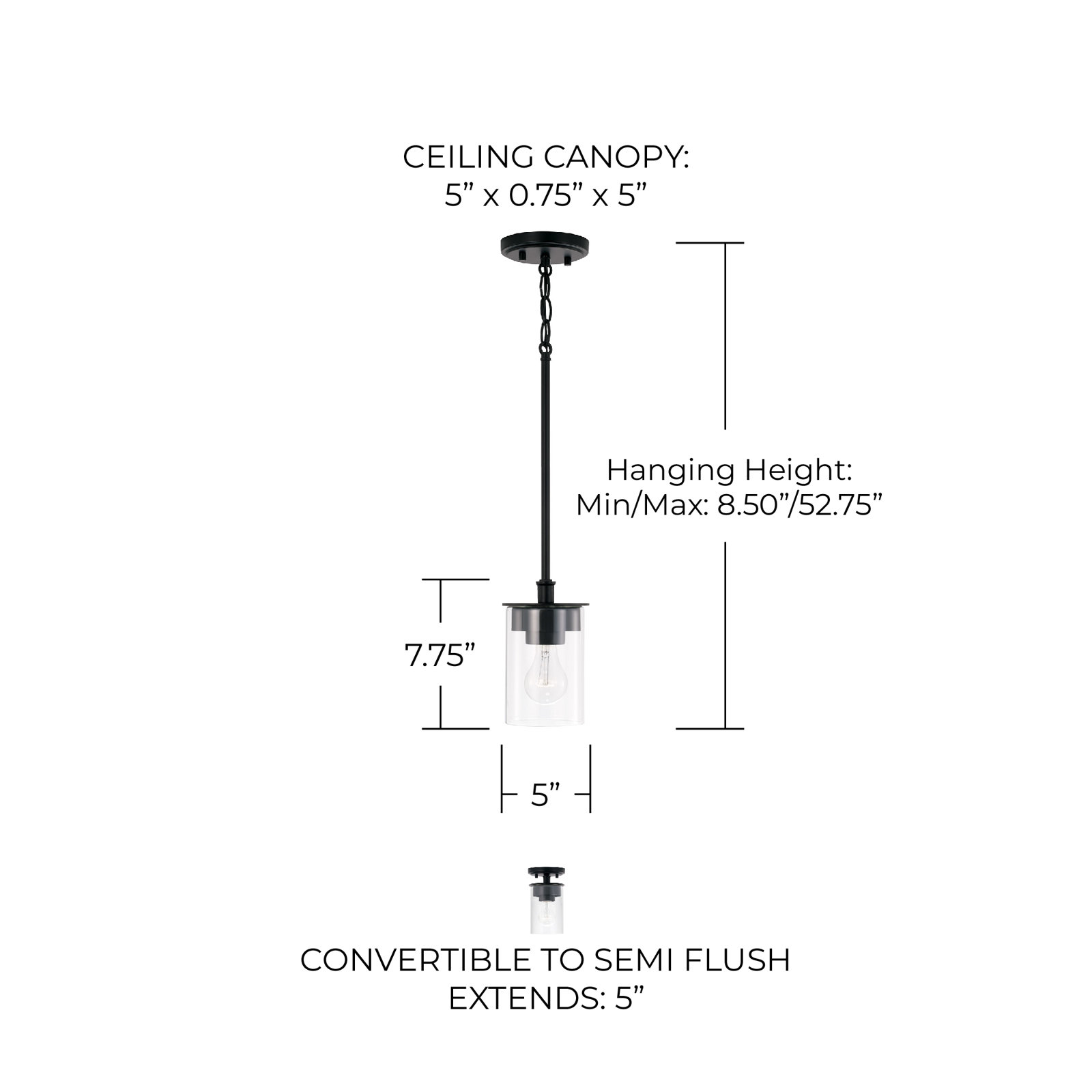 Eline Single Light Mini Pendant, Matte Black