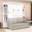 Grand lit escamotable en bois avec lumières et tablettes-731509842