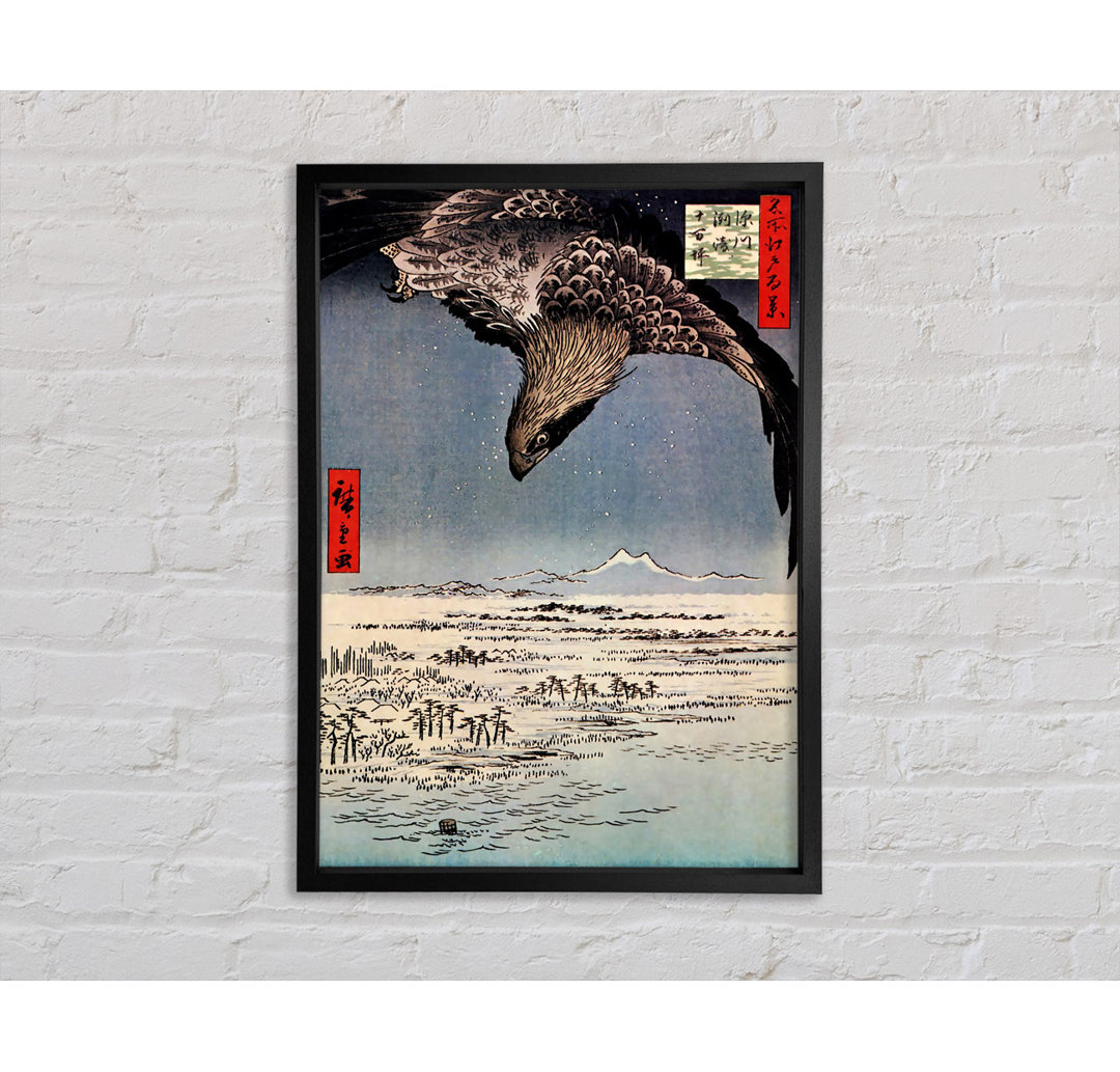 Vogel im Flug von Hiroshige - Einzelner Bilderrahmen Kunstdrucke auf Leinwand