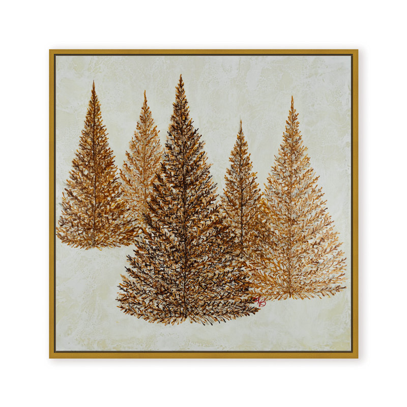 Nature Inspired "Dawnlit Forest" Canvas Wall Art By Karen Biery, 30" H x 30" W, Framed Canvas, Beige