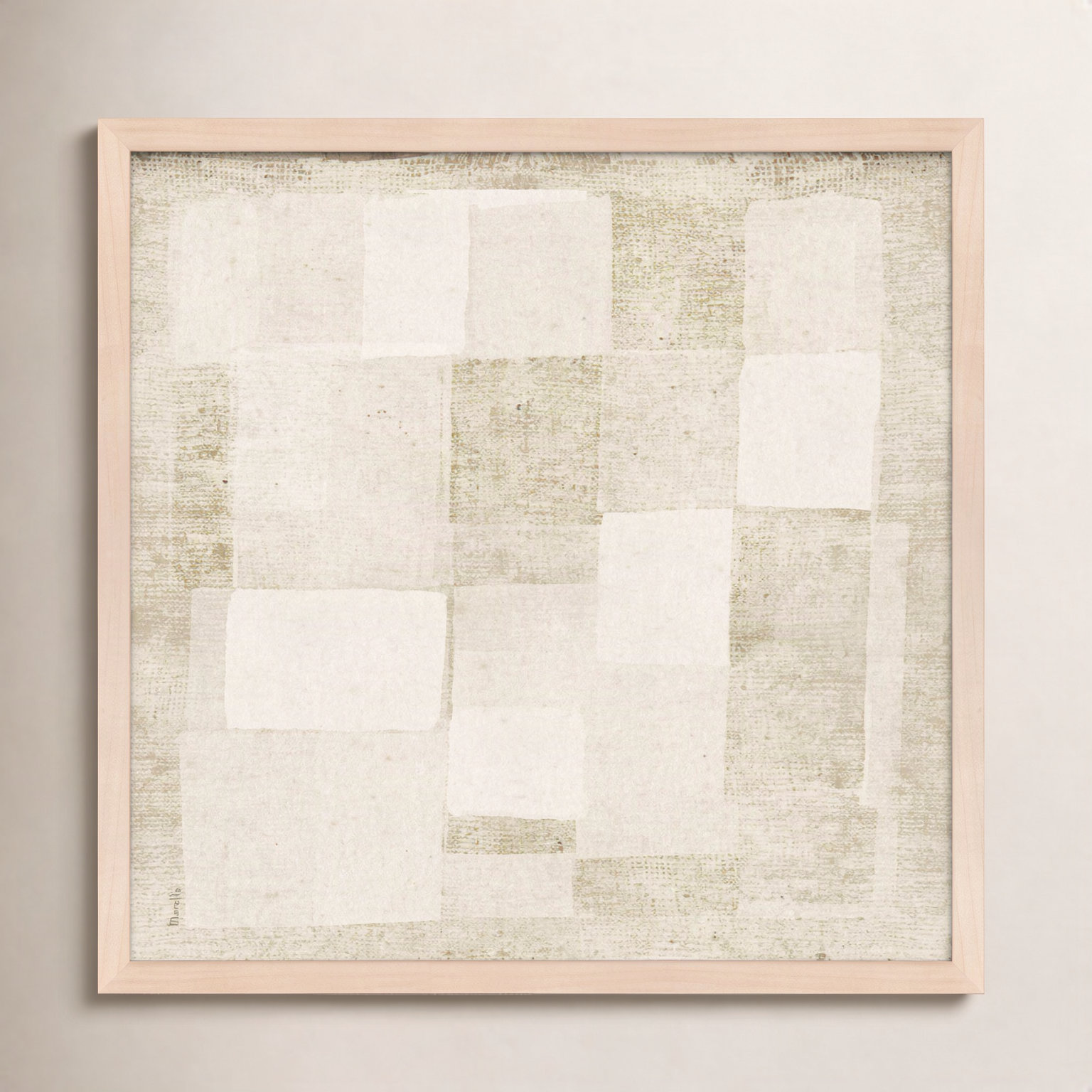 Subtle Patchwork 1 by Marco Marella for Studio M - Framed Wall Art, 16" H x 16" W, Paper, Maple