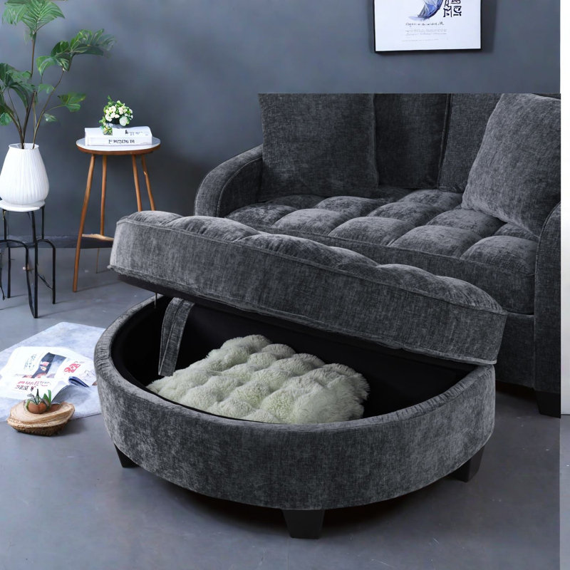 Canapé moderne avec rangement, méridienne en velours côtelé compact pour la maison