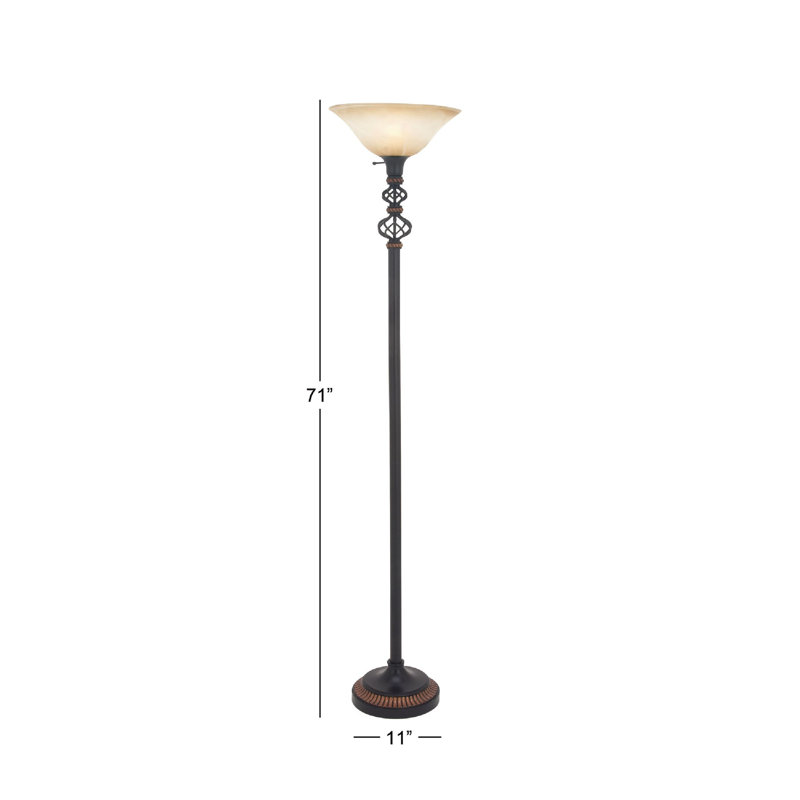 Fleur De Lis Living Britten Metal Glass 70" Torchiere Floor Lamp ...