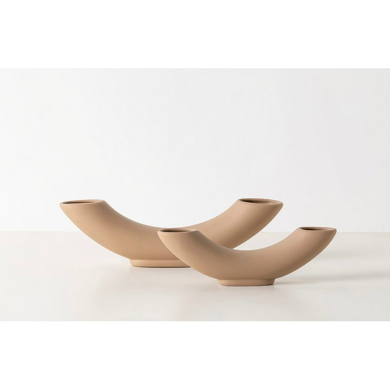 Creeden Ceramic Table Vase, 27cm H x 4cm W x 8cm D, Cream