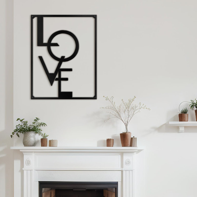 Décoration murale en métal, H 20 po x l 16 po x P 0,05 po, Noir