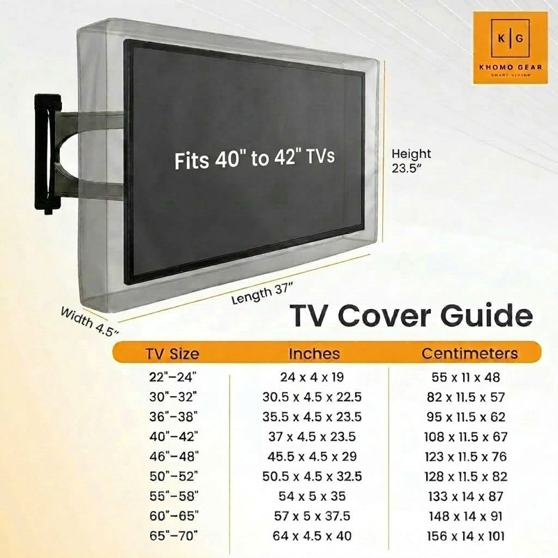 Housse de protection universelle pour téléviseurs résistante aux intempéries, 40 po - 42 po