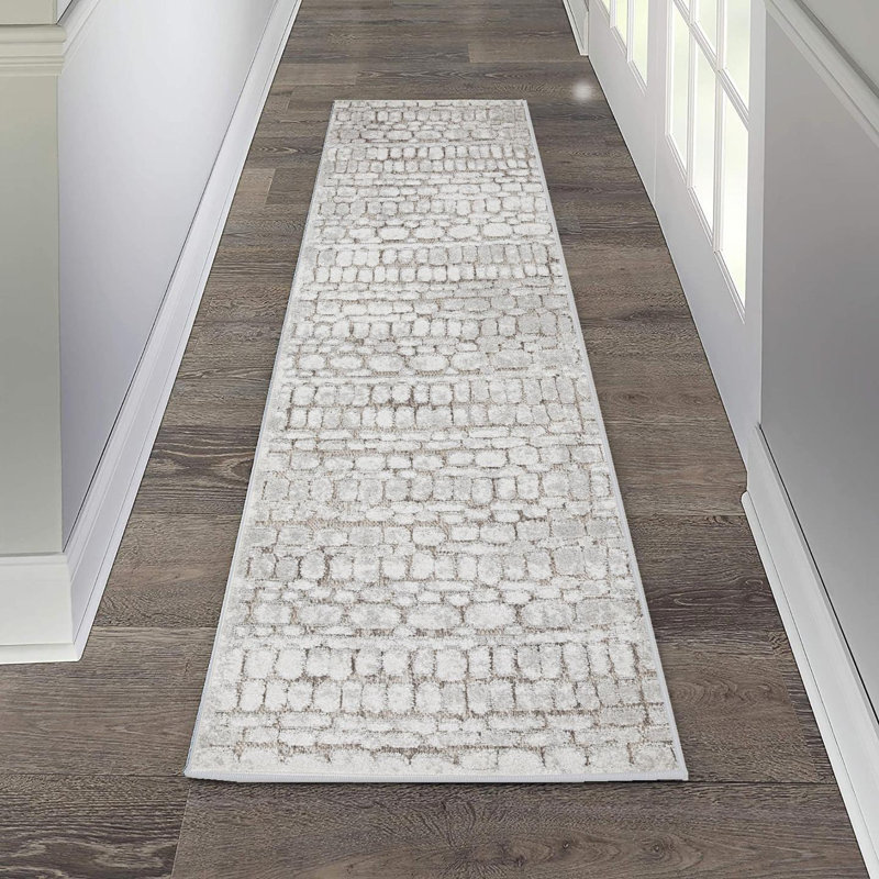 Tapis moderne à formes géométriques, Champignon, 2 x 7