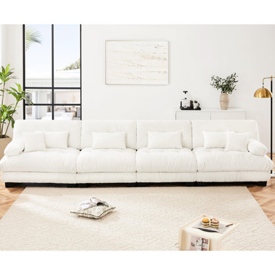4 Sectional In Chenille White: Comfortable Couch For Apartment. Upholstery. Exquisite Upholstered Design. Inner Fillings. Flexible Combinations. Armrest Bolsters Extra Support. Throw Pillows
