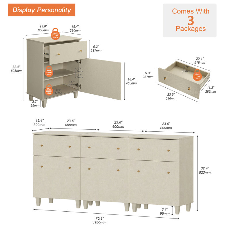 Buffet décoratif Lysiane, Beige