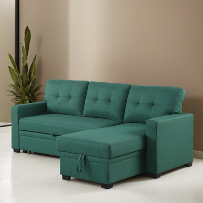 82.03" Pull Out Reversible Sleeper Sectional Sofa Bed with Storage Chaise by Ebern Designs