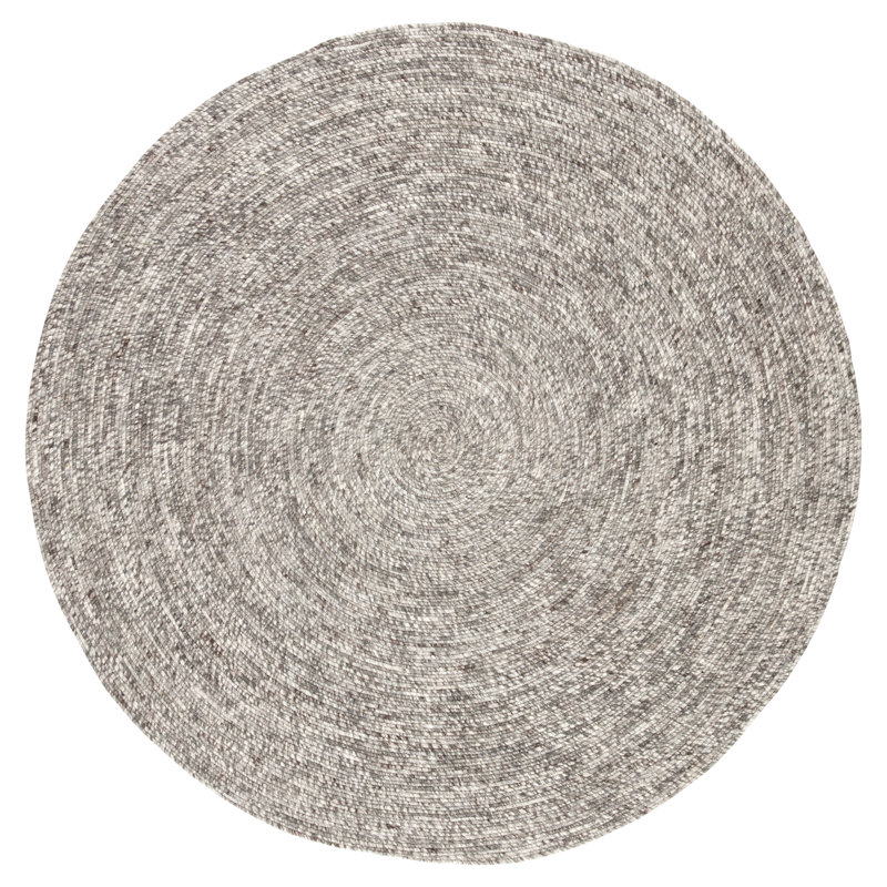 Tapis gris en laine tressé à la main Grigor, Rond 6 pi