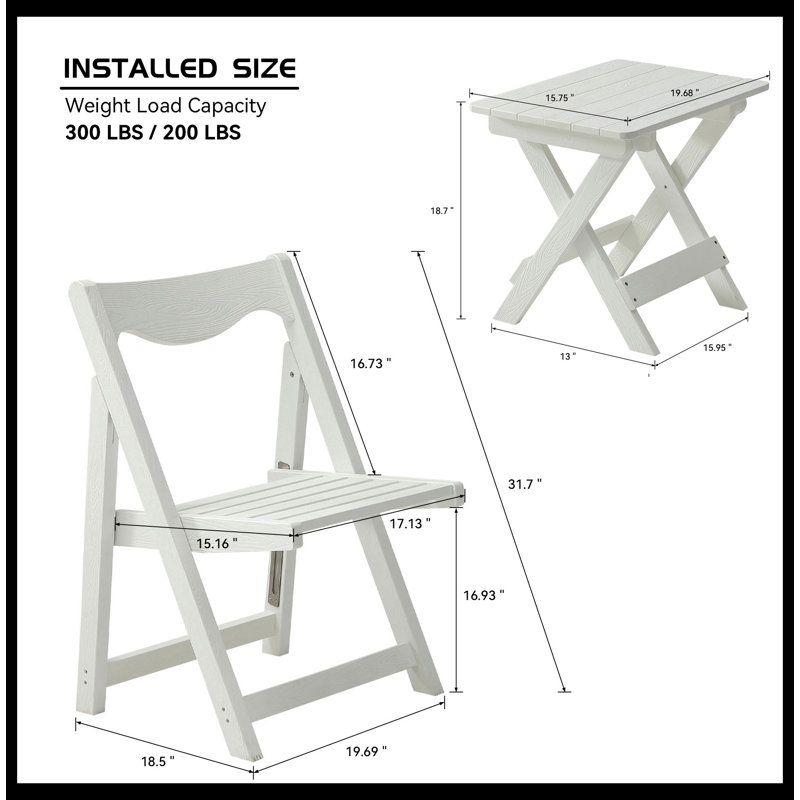 Markitta 2 - Person Patio Dining Set with Rectangular Table, White
