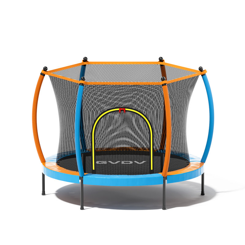 Trampoline pour enfants GVDV 55 po, mini trampoline pour tout-petits avec enceinte, Bleu / Orange