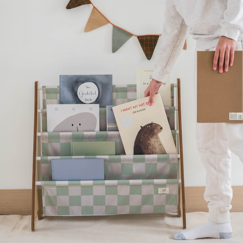 Support à livres recyclé / damier / vert