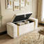 Banc ottoman de rangement rembourré avec compartiment caché avec couvercle relevable et accents métalliques dorés-2054815983