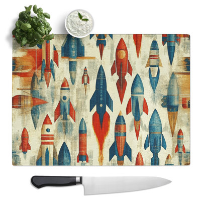 Rocket Pattern Vol.2  Glass Chopping Board