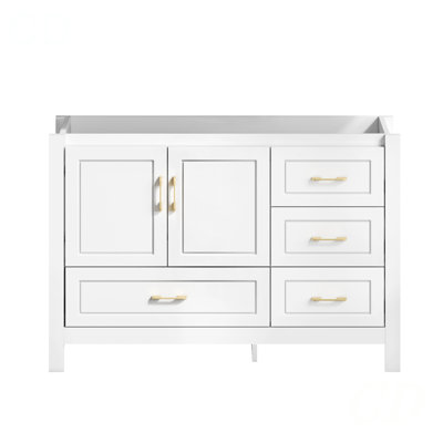 48" White Bathroom Vanity, Storage Cabinet with 2 Soft Close Doors and 4 Drawers