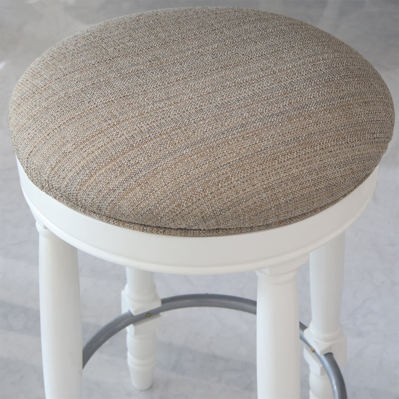 AGODY Bar Stools Set Of 2 (No Including  Table), Beige Seat/ White Frame