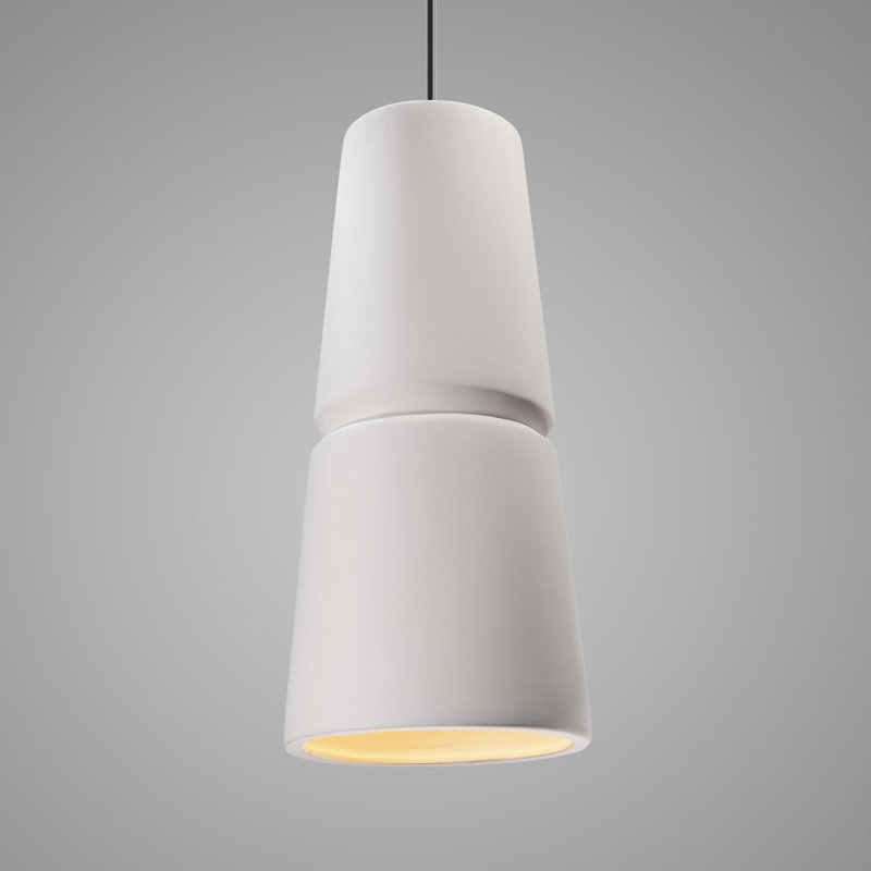 Luminaire suspendu conique à 1 lumière Logan, Chrome poli, Bisque, H 18 po x l 8 po x P 8 po