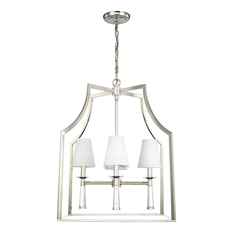 Baxter 4-Light Shaded Chandelier, Polished Nickel
