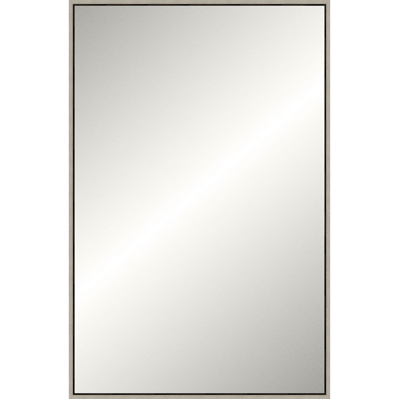 Solid Wood Framed Wall Mirror, 35.25" x 23.25", Gray, Rectangle