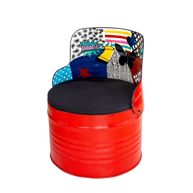 Burdella Steel Accent Stool, Red