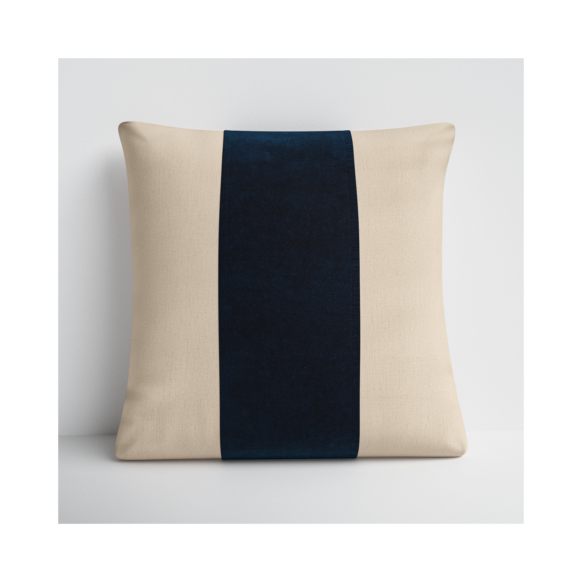 Kat Striped Cotton Throw Pillow, Pillow Cover Only - No Insert, Navy/Ivory, 20" H x 20" W