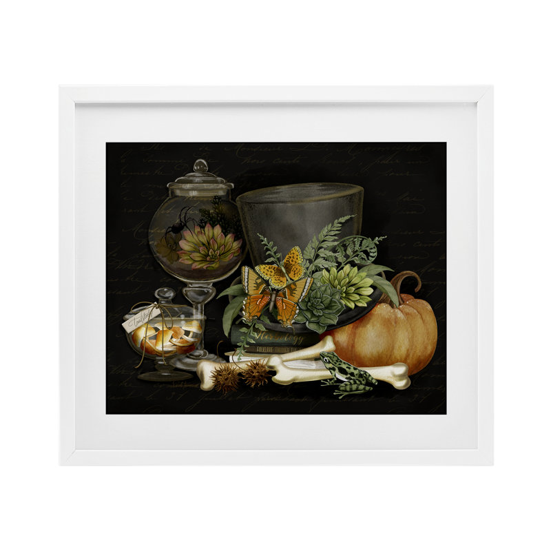 Imprimé encadré sous verre en forme de livre et de bibliothèque foncé par Nicole Tamarin, H 13 po x l 16 po