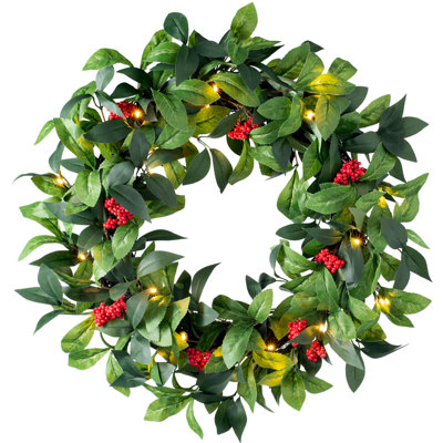 61cm Lighted Artificial Wreath