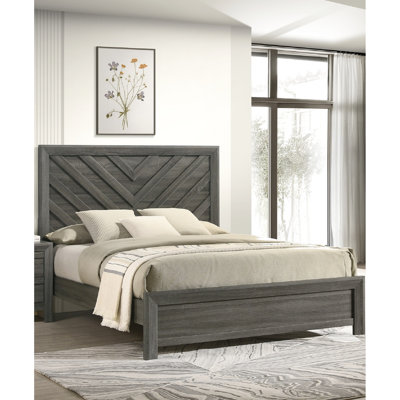 Cadre de grand lit avec motif et gris rustique