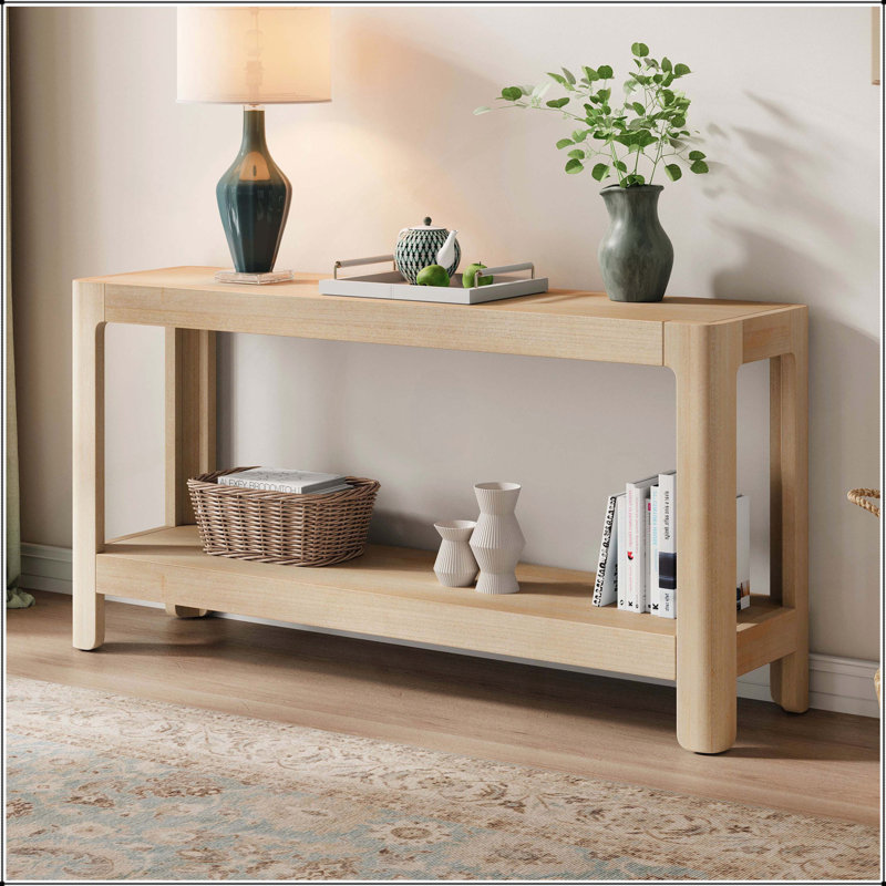 Console vintage rétro - Design minimaliste classique avec placage de bois de qualité supérieure et finition vieillie, Natural