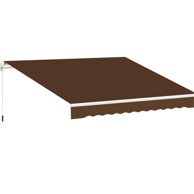 13'X8' Awning For Patio, Deck, Balcony - & Water-, Manual Crank, Coffee Brown Charming Patio 13' X 8', Deck Yard Decoration